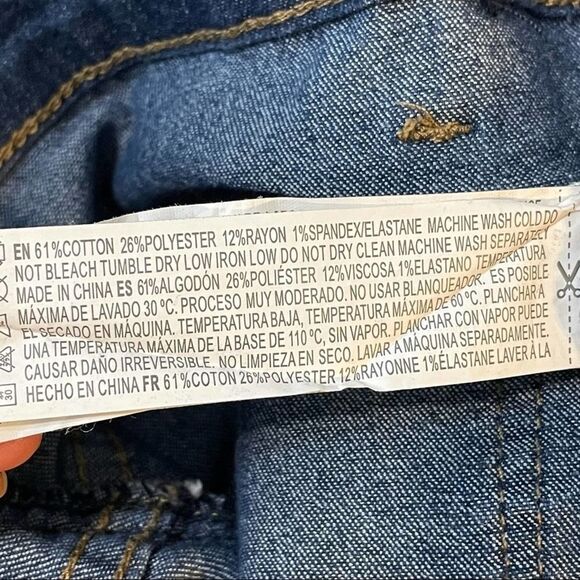 Forever 21 Blue Dark Wash Denim Short Shorts cuffed Cotton Blend Stretchy 27 - Picture 3 of 9